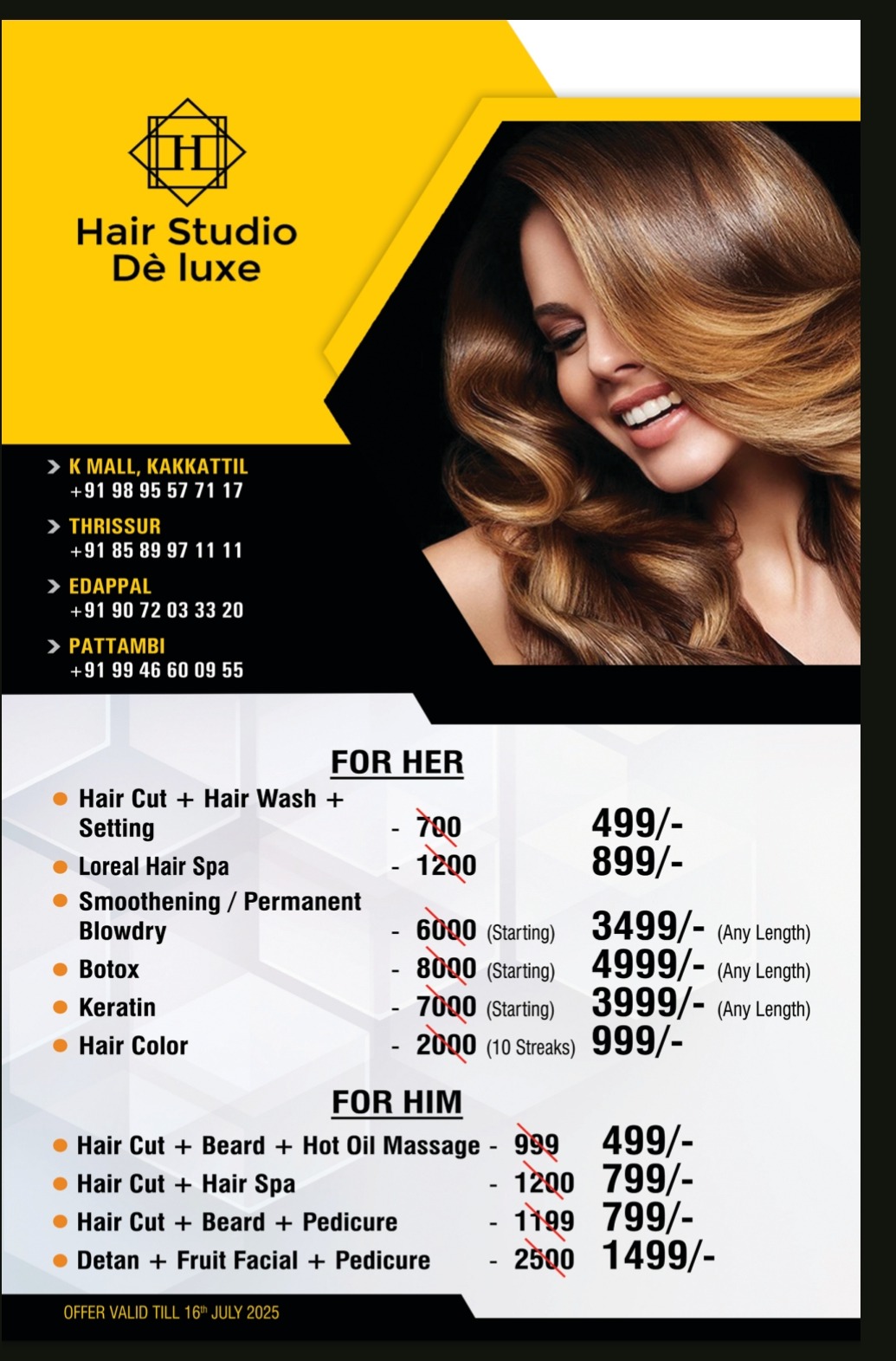 Offer;Hair Studio De Luxe- Kmall Kakkattil