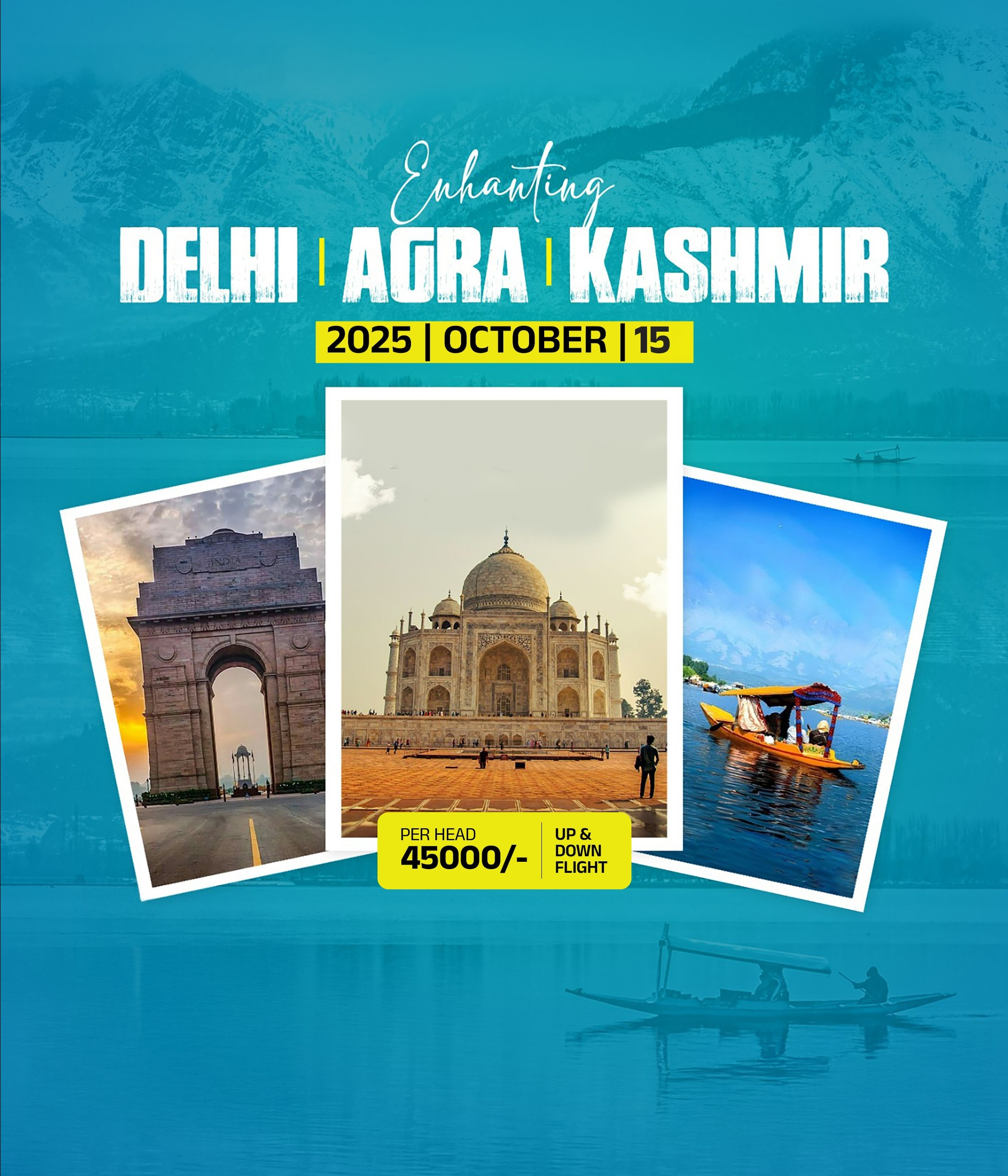 Delhi - Agra - Kashmir Tour Package in October from Calicut, Kerala