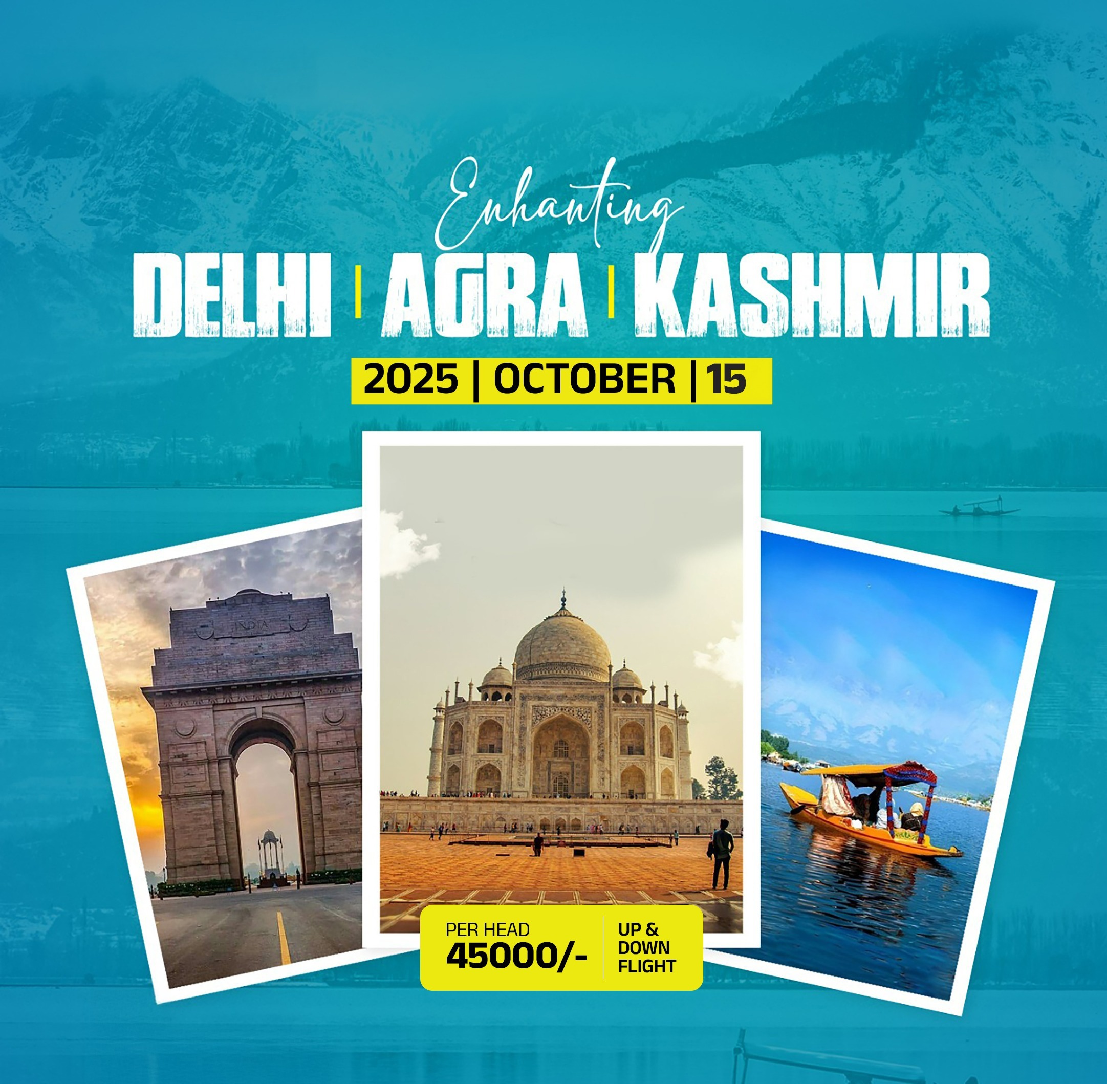 Delhi - Agra - Kashmir Tour Package in October from Calicut, Kerala