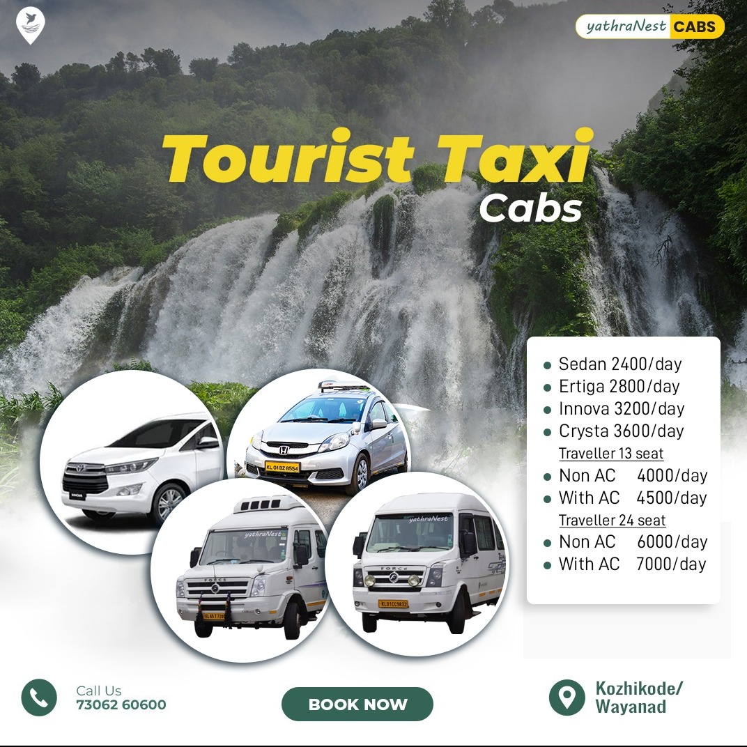 Taxi service calicut, tourist taxi service calicut,Cab service calicut, YathraNest Cabs 