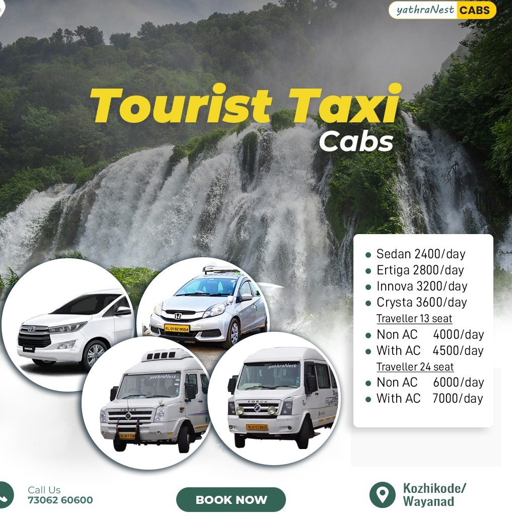 Taxi service Wayanad, tourist taxi service Wayanad, taxi cab wayanad, YathraNest Cabs