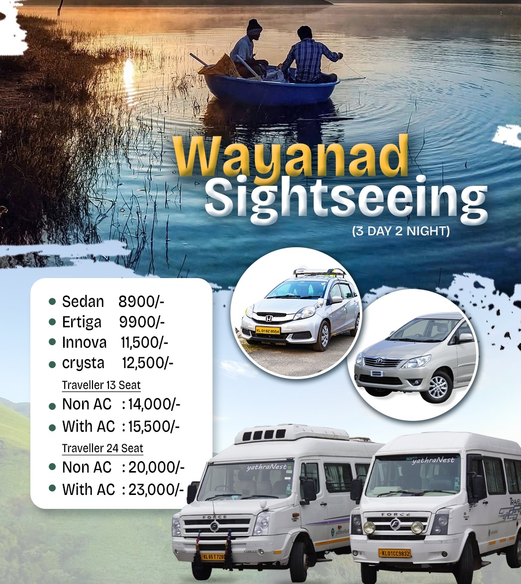 Taxi Cab wayanad, tourist taxi cab wayanad, tour operator wayanad,cab service Wayanad YathraNest Cabs 