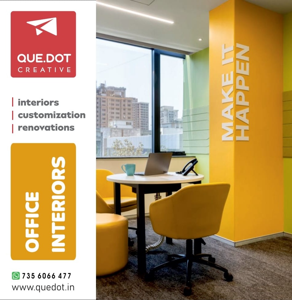 Office,shop, cafe, resturent, beauty parlour,pa, clinic, it company interior designer kottayam,Quedot interiors