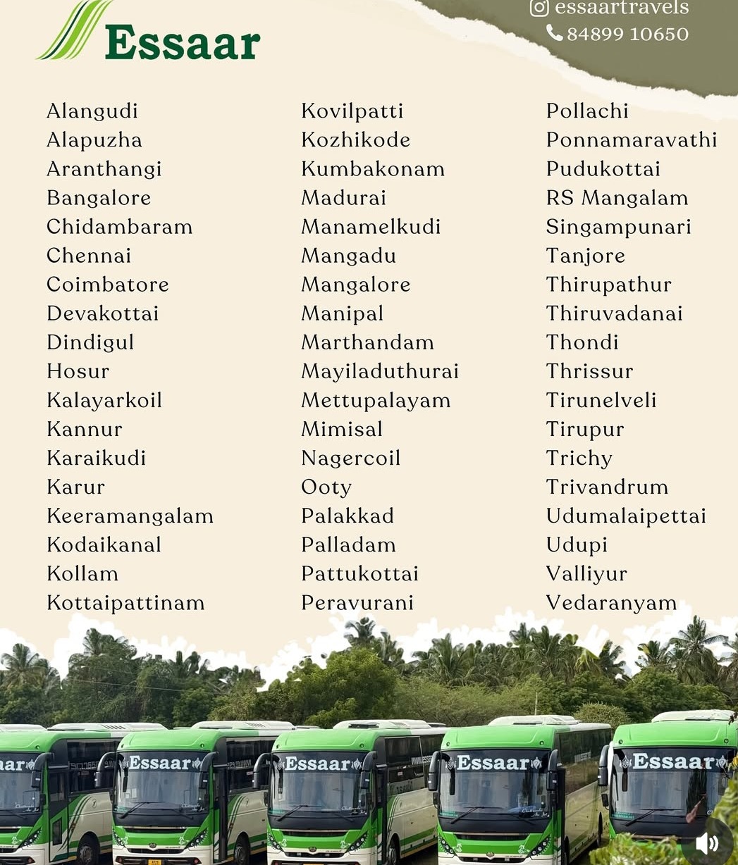 Premium bus service Coimbatore tamilnadu kerala, Essaar travel service Coimbatore 