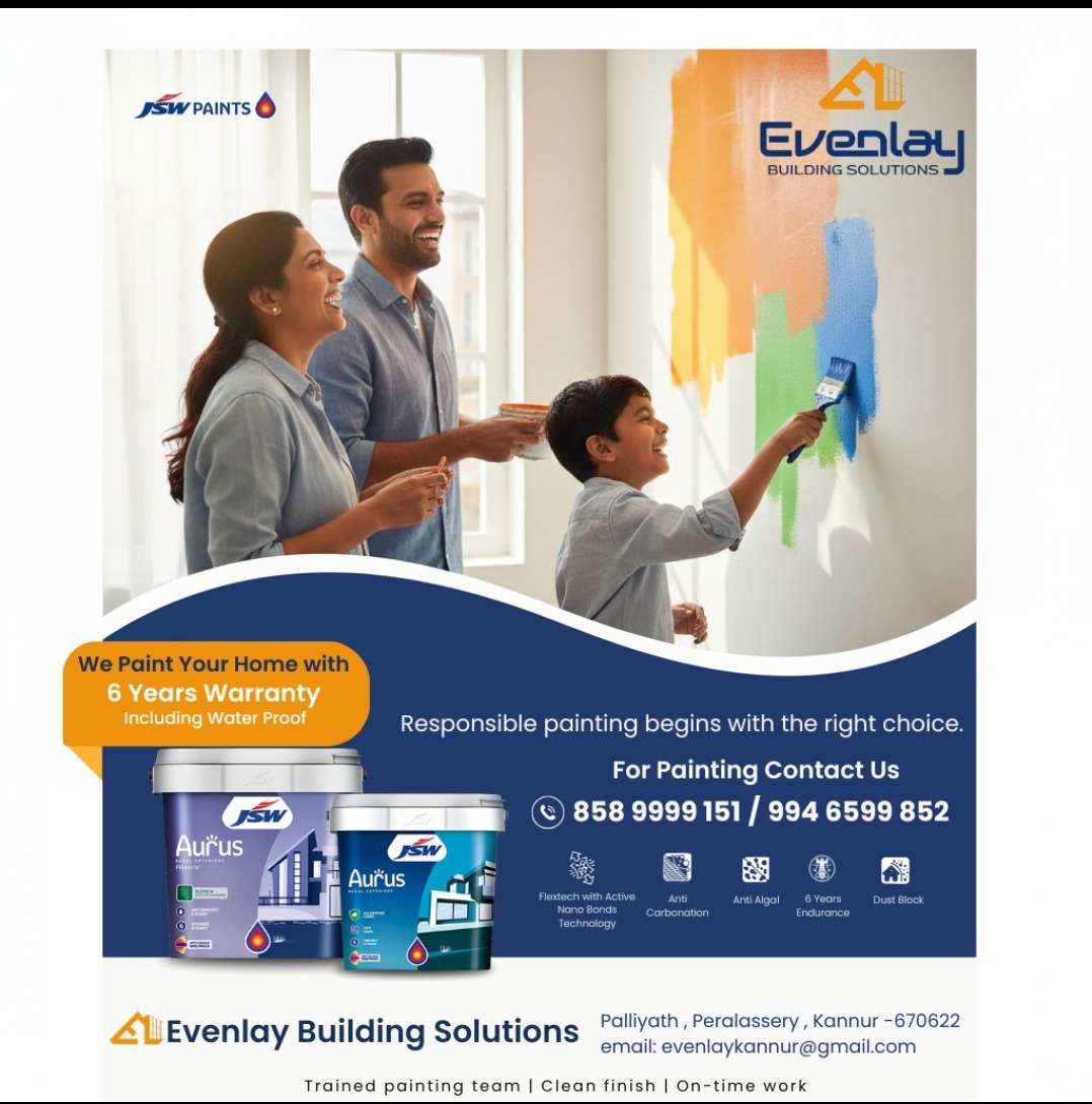  construction and architecture solutions peralassery kannur, Evenlay building solutions, paint, sanitarywares, plumbing electrical 