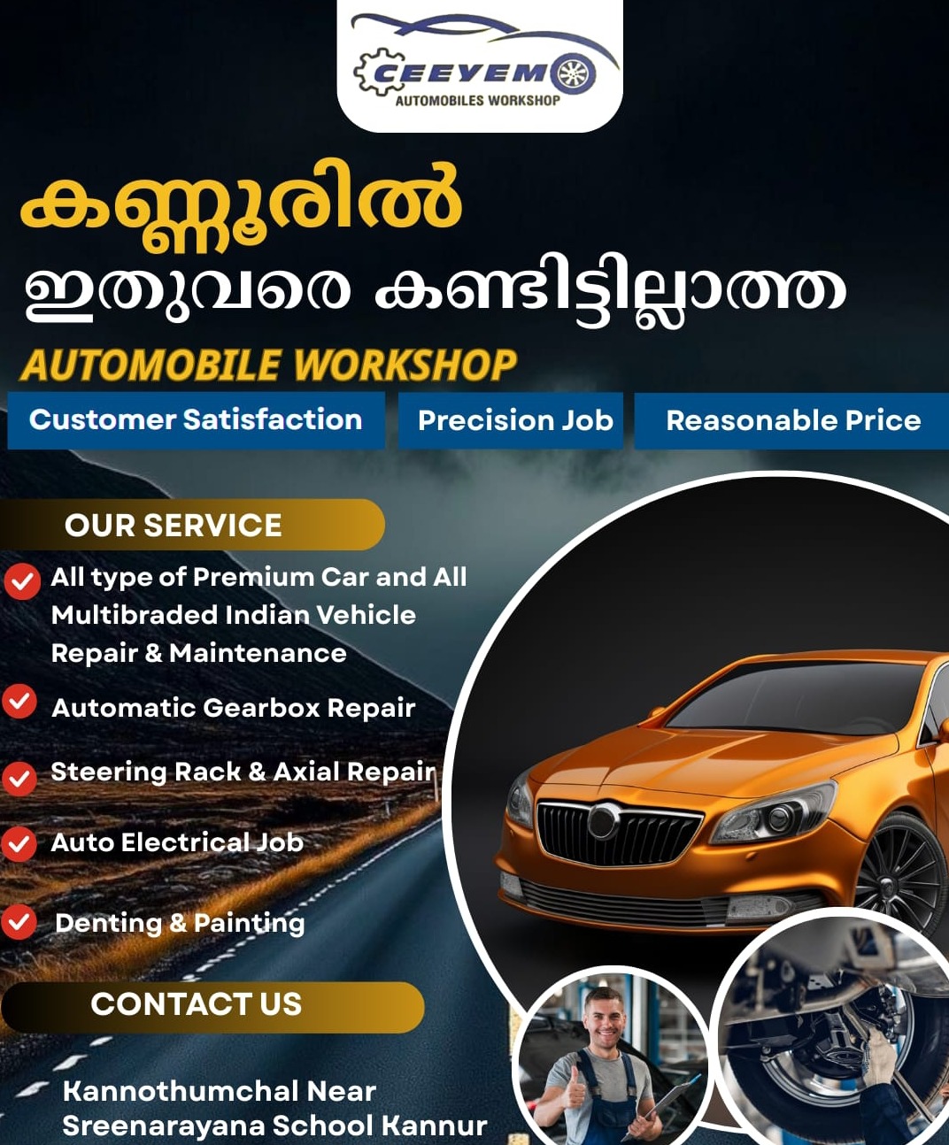  Car workshop kannothumchal kannur, Ceeyem four wheel automobile workshop kannothumchal kannur 