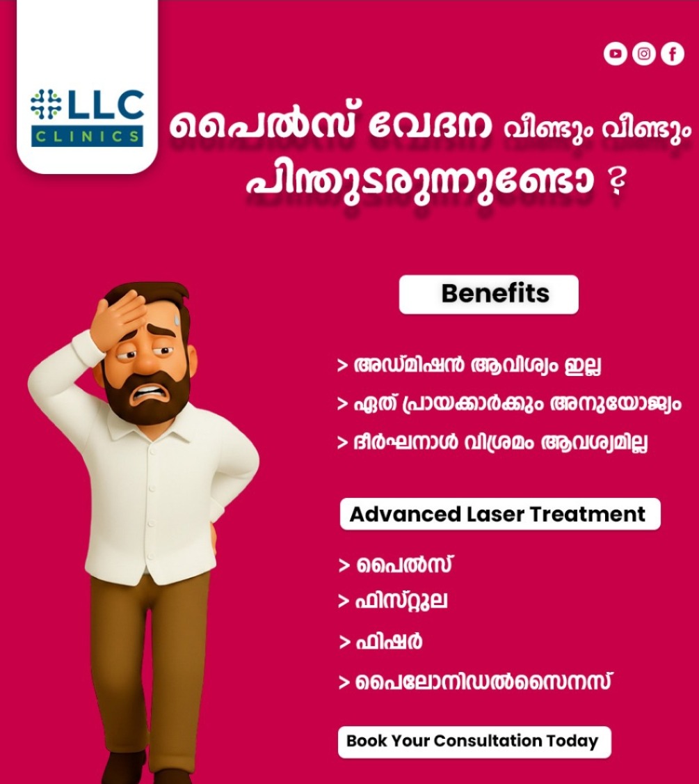 Piles treatment clinic calicut, laser treatment piles clinic calicut, laser life care clinics, LLC clinic  