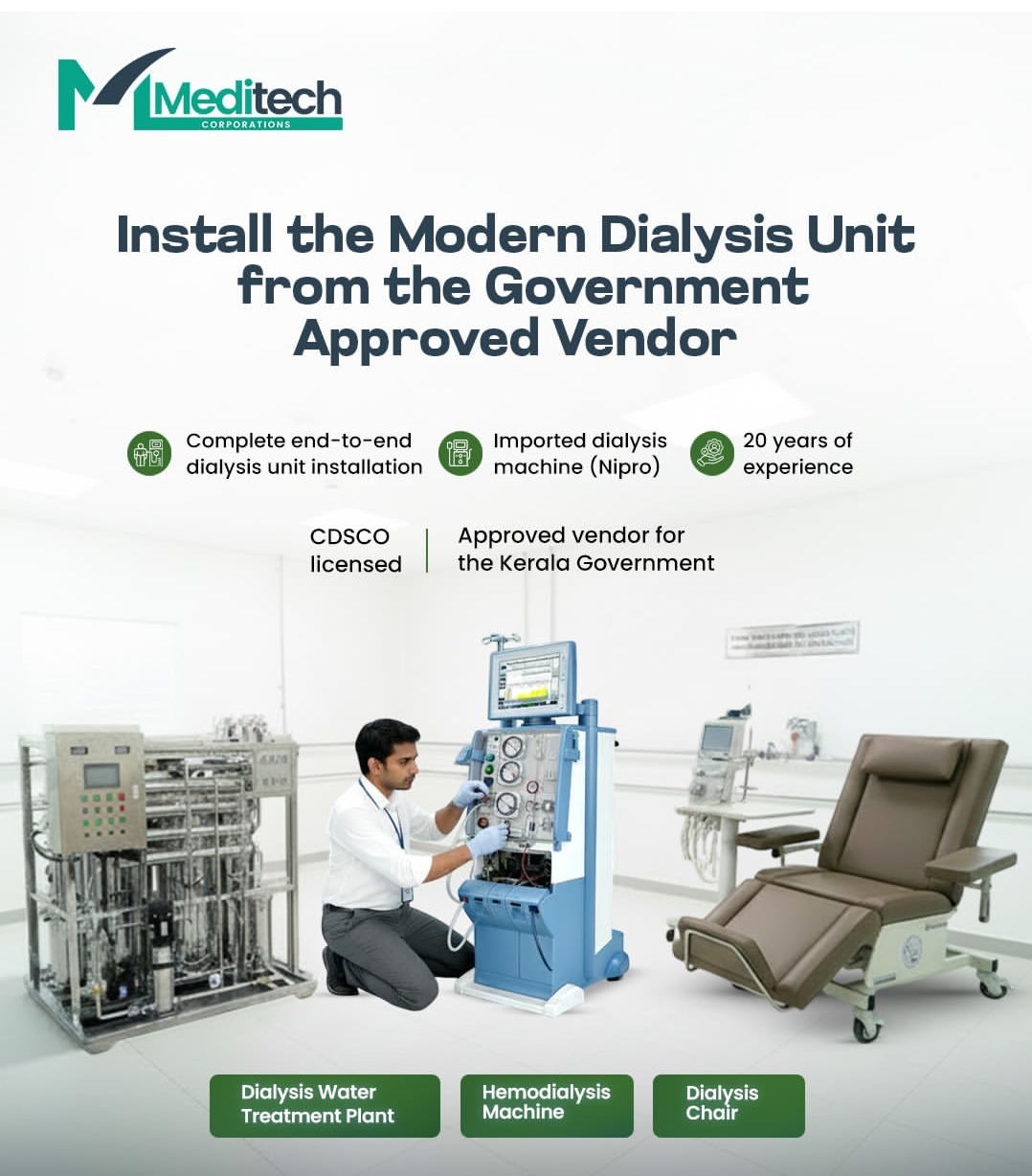 Dialysis unit installation in Kerala,dialysis unit installation service kochi Kerala, Meditech Corporation 