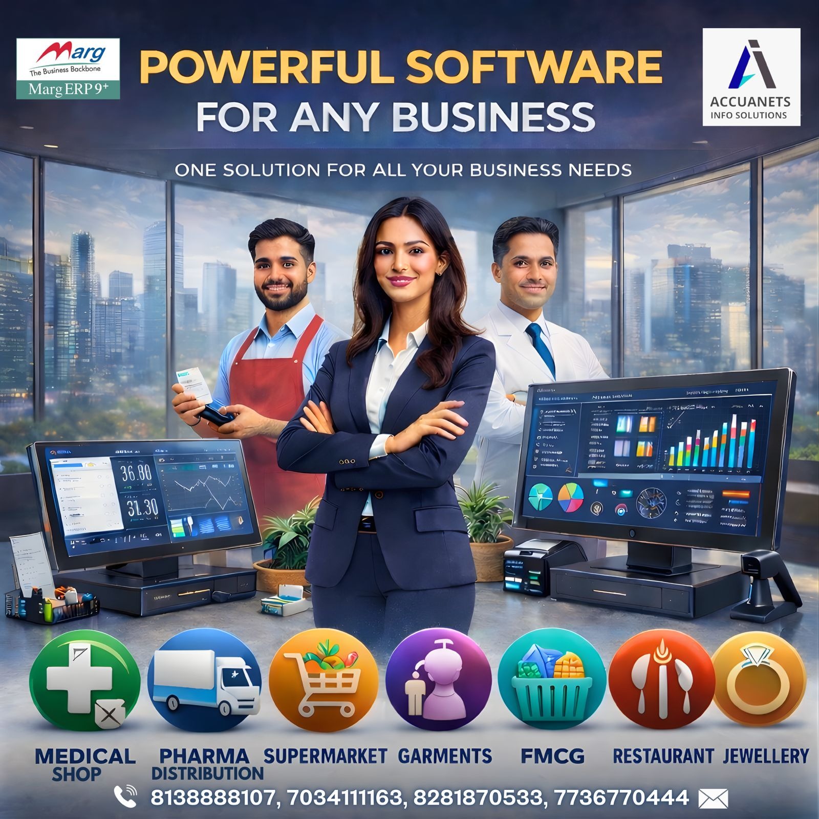 GST Billing Software Selling Company In Kerala, Marg Erp software Selling Company Kerala,Accuanets Info Solutions Kochi Kerala