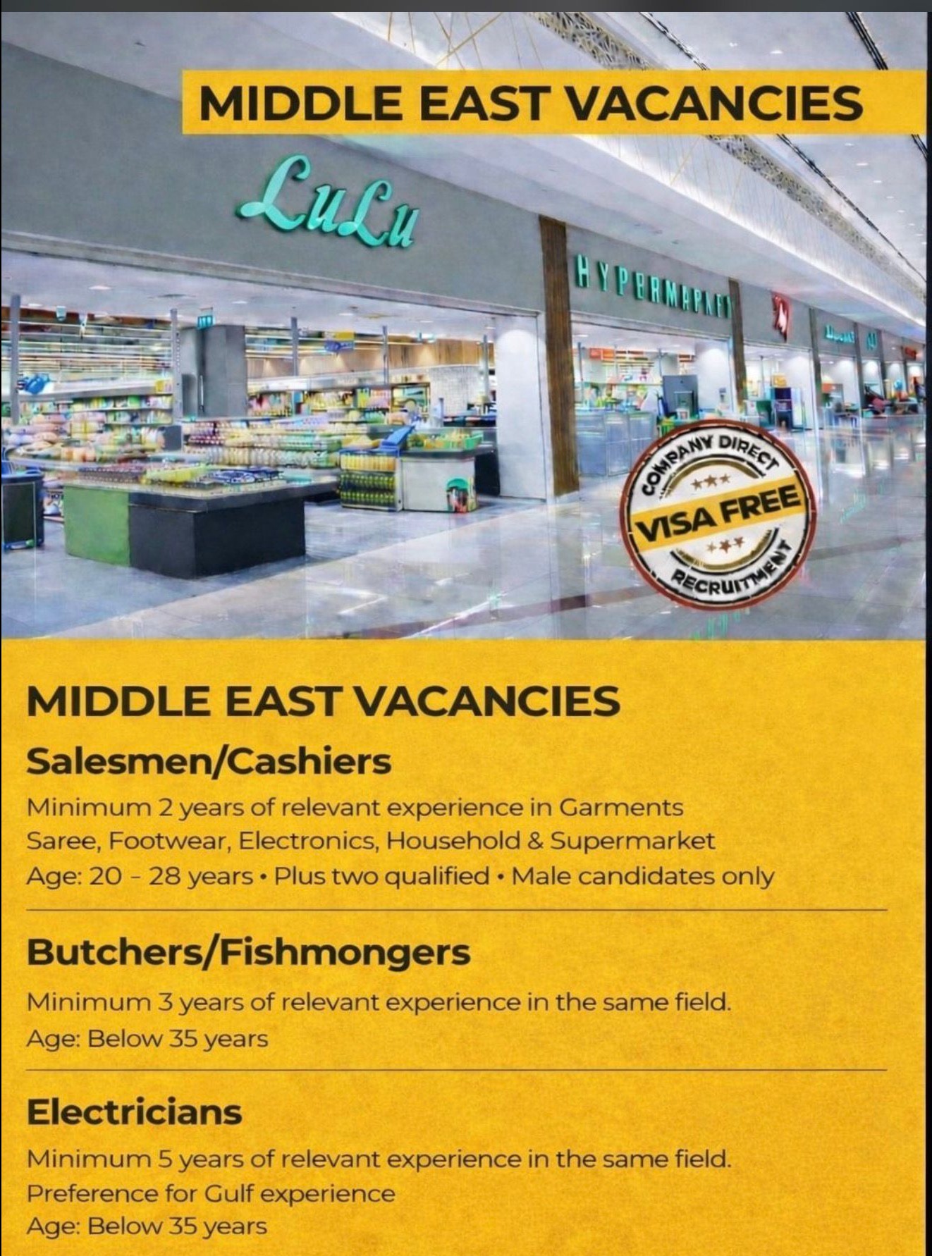 Job vacancy in Middle East, Job opportunity in Middle East 