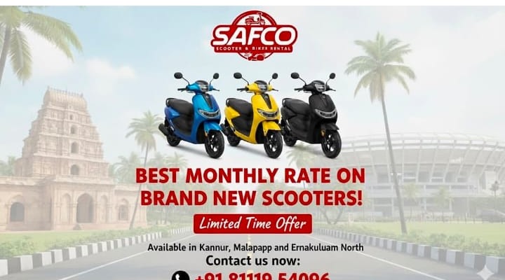Bike Rental Kannur, Scooty Rental Kannur,Two Wheeler Rental Kannur, Bike and Scooty Rental Kannur,Safco Bike Rental Kannur,