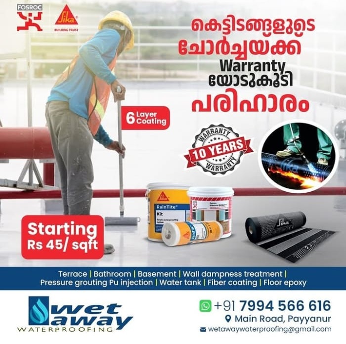 Water Proofing Payyanur Kannur,WaterProofing Services Payyanur Kannur,Wet Away Waterproofing 