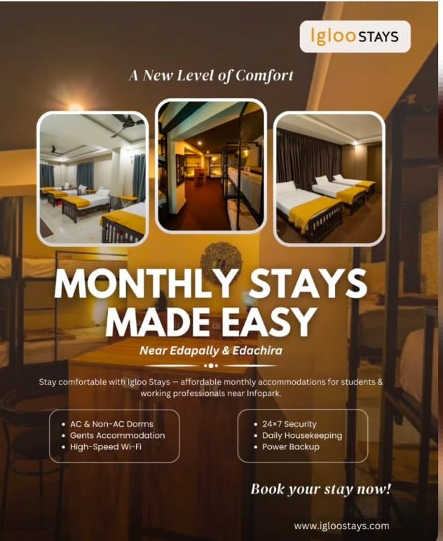  Dormitory Kakkanad,Dormitory stay Edachira Kakkanad,Hotel Rooms Edachira Kakkanad,Igloo Stays 