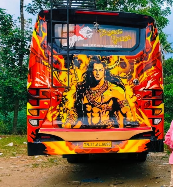  Airbrush artist in kerala,Bus graphic designer in kerala,Riyas Rawuthar Artist 