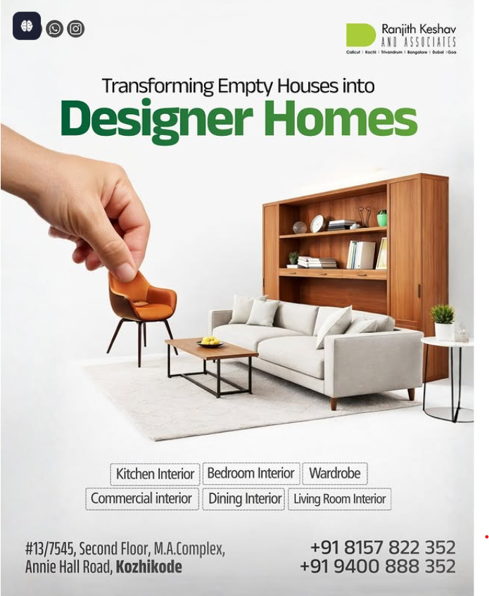 Interior Designers in Calicut| Home & Commercial Interiors Kozhikode- Ranjith Keshavan & Associates 