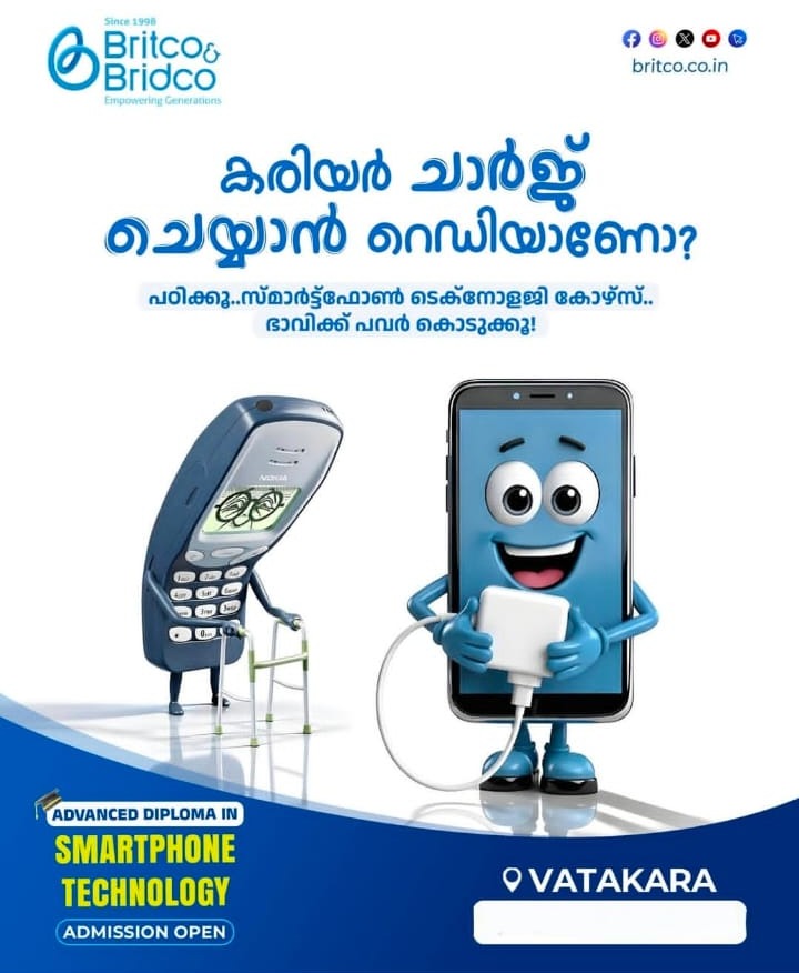 Smartphone Technology Institute Vatakara,Mobile Repairing Training Institute Vatakara,Britco & Bridco Vatakara