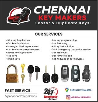 Locksmith in Chennai, Car key maker Chennai, Duplicate key Maker in Chennai, Bike key maker Chennai, House key maker in Chennai, Chennai Key Makers 