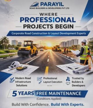 ​Road construction company Panampilly Nagar Kochi , Private road tarring  Service Ernakulam, Parayil Road Builders 