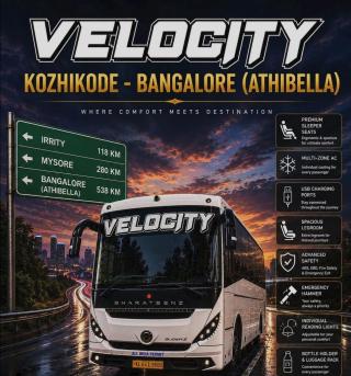 Calicut to Bangalore airport  ​Bus Booking, Bangalore airport  to Calicut ​Bus Booking, Calicut to Bangalore Bus service, Velocity Travels
