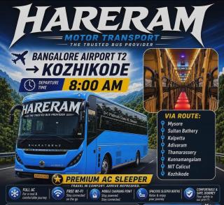Calicut to Bangalore bus booking, Calicut to Bangalore Airport bus booking , Bangalore to Kozhikode bus booking Service, Hareram Motor Transport