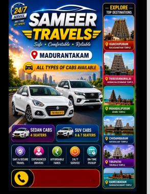 Taxi service in maduranthakam chennai,Cab service in maduranthakam chennai,Sameer Travels 