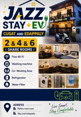 Stay in cusat edappally ernakulam, EV Rental in cusat edappally ernakulam,Electric Mobility Hostel in cusat edappally ernakulam,Jazz Stay + EV Rental Program