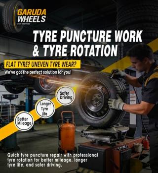 Tyre service in kodakara thrissur, Wheel alignment Wheel balancing  Puncture repair Tyre replacement in kodakara thrissur,Garuda Wheels Tyre Service 