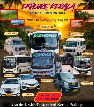 Tourist bus service in thrissur,Traveller service in thrissur,Taxi service in thrissur,Custom tour packages in thrissur,Tour Operator in thrissur,Menons Holidays 