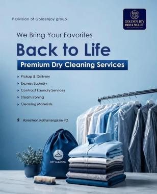 Dry cleaning service in ramalloor kothamangalam,Laundary service in ramalloor kothamangalam,Steam ironing service in ramalloor kothamangalam,Golden Joy Wash & Fold  