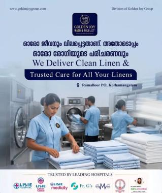 Dry cleaning service in ramalloor kothamangalam,Laundary service in ramalloor kothamangalam,Steam ironing service in ramalloor kothamangalam,Golden Joy Wash & Fold  