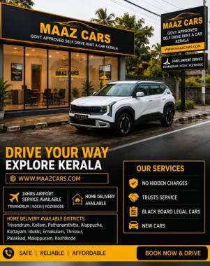 Govt approved rent a car in trivandrum,Govt approved self drive rent a car kerala,Maaz Cars Rental Car 