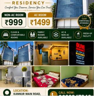 Residency in west nadakkave calicut,Stay in west nadakkave calicut,AC and non AC rooms in west nadakkave calicut,Fresh up Dormitory in west nadakkave calicut,Olive Residency 