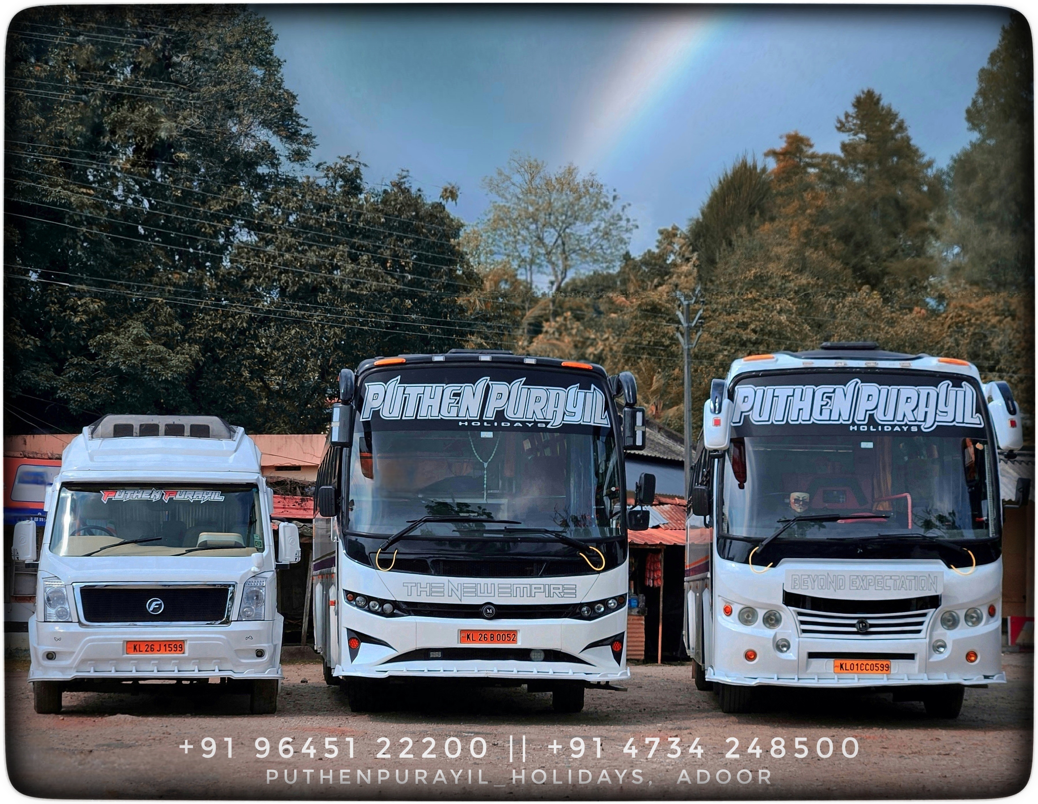 tourist bus rental in adoor - 49 , 26, 17 seat