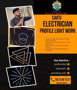 Electrician in kondotty malappuram,Profile light work in kondotty malappuram, Plumbing worker in kondotty malappuram,Saifu Electrician Profile Light Work 