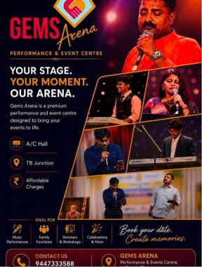 Convention centre in punalur,AC Performance and Event venue in punalur,AC Hall in punalur,GEMS Arena