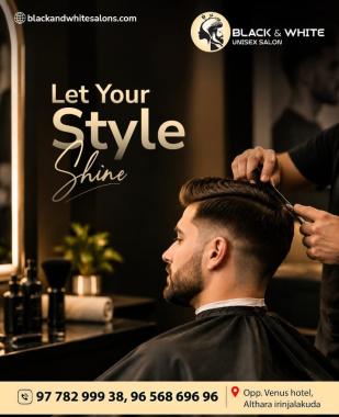 Unisex Salon in Irinjalakuda,Beauty Parlour in Irinjalakuda,Hair Skin Makeup artist in Irinjalakuda,Black & White Unisex Salon 