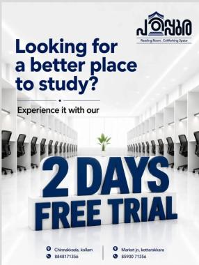 Premium study space in kollam, Reading Room in chinnakkada kollam,CoWorking Space in chinnakkada kollam,AC Study Cubicles in chinnakkada kollam,Padippura Reading Room & CoWorking Space  