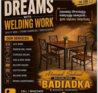 Welding worker in Badiadka Kasaragod,Welding work contractor in Badiadka Kasaragod,Gates work Window grills work  Staircase Balcony Railings Sheds Rood Shutter work  in Badiadka Kasaragod,Ahamad Sahad  Belding Work 