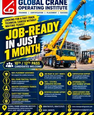 Educational Institute in kaloor kochi,Global Crane Operating Courses in kaloor kochi,Diploma course in mobile crane operation in kaloor kochi,Global Crane Operating Institute 