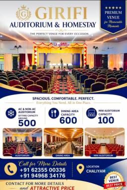 Auditorium in Chaliyam Calicut,Homestay in Chaliyam Calicut,Resort in Chaliyam Calicut,Party Entertainment service Event Function service in Chaliyam Calicut,Grifi Auditorium & Homestay Pvt Ltd 