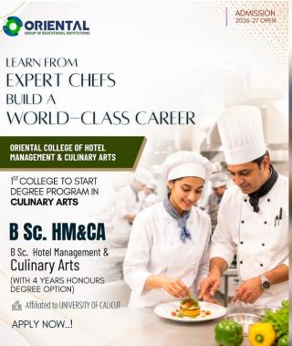 Hotel Management Institute in Vythiri Wayanad,BSc MSc Hotel Management and Culinary Arts Courses in Vythiri Wayanad,Oriental College of Hotel Management and Culinary Arts 