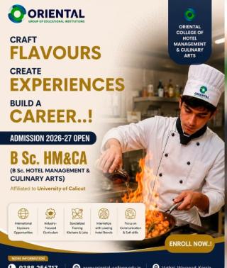Hotel Management Institute in Vythiri Wayanad,BSc MSc Hotel Management and Culinary Arts Courses in Vythiri Wayanad,Oriental College of Hotel Management and Culinary Arts 
