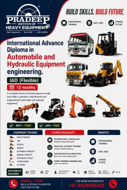 Heavy Equipment Institute in Kumbalangi , Driving School in Kumbalangi,JCB Hitachi Crane Excavator  Bobcat Operator Training in Kumbalangi,Pradeep Driving School and Heavy Equipment Institute  Kumbalangi