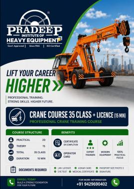 Heavy Equipment Institute in Palluruthy Veli , Driving School in Palluruthy Veli ,JCB Hitachi Crane Excavator  Bobcat Operator Training in Palluruthy Veli ,Pradeep Driving School and Heavy Equipment Institute Palluruthy Veli 