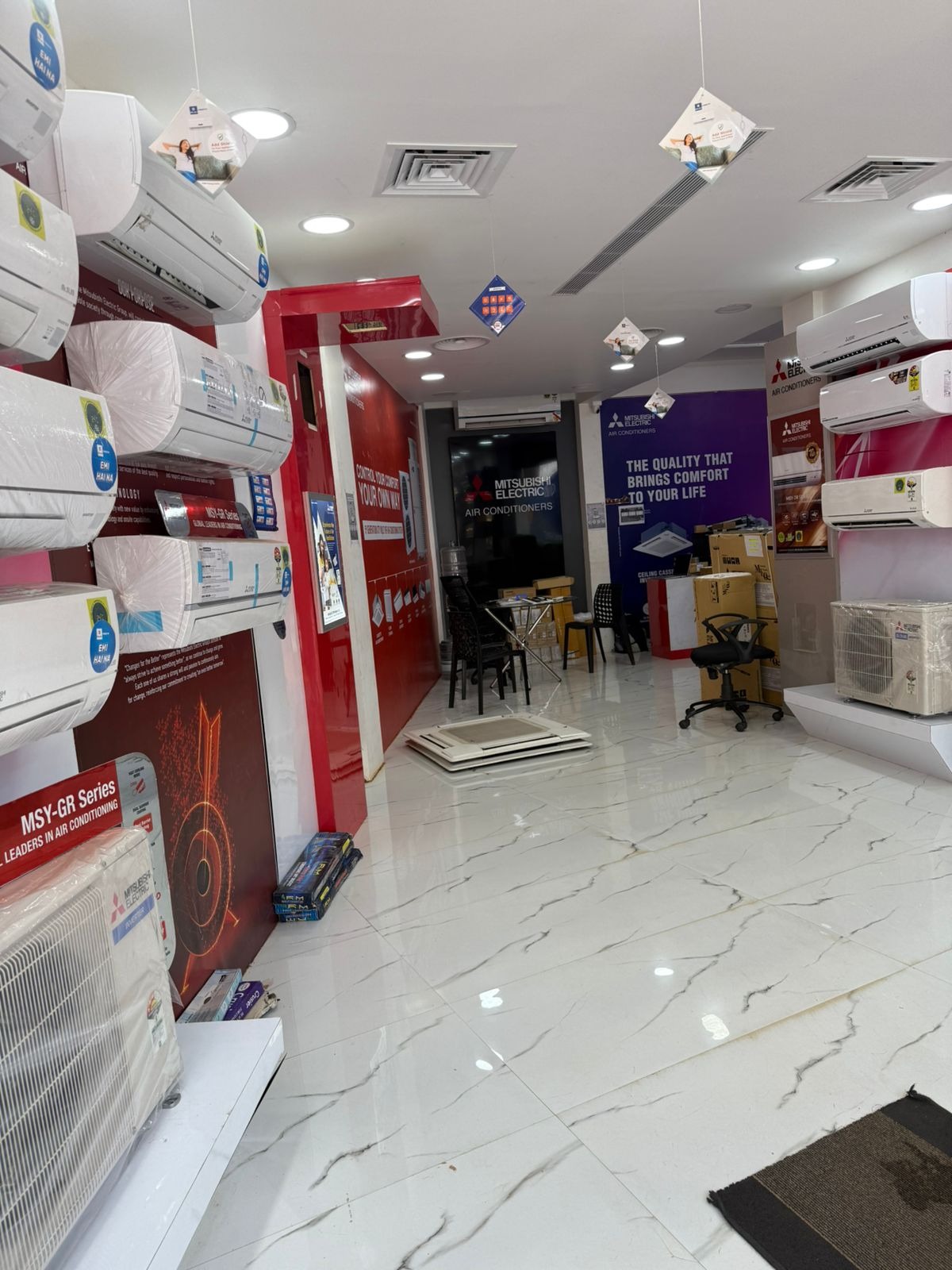 AC sales showroom nadapuram perode, mitsubishi, Panasonic, carrier, gaeneral, star air conditioners 