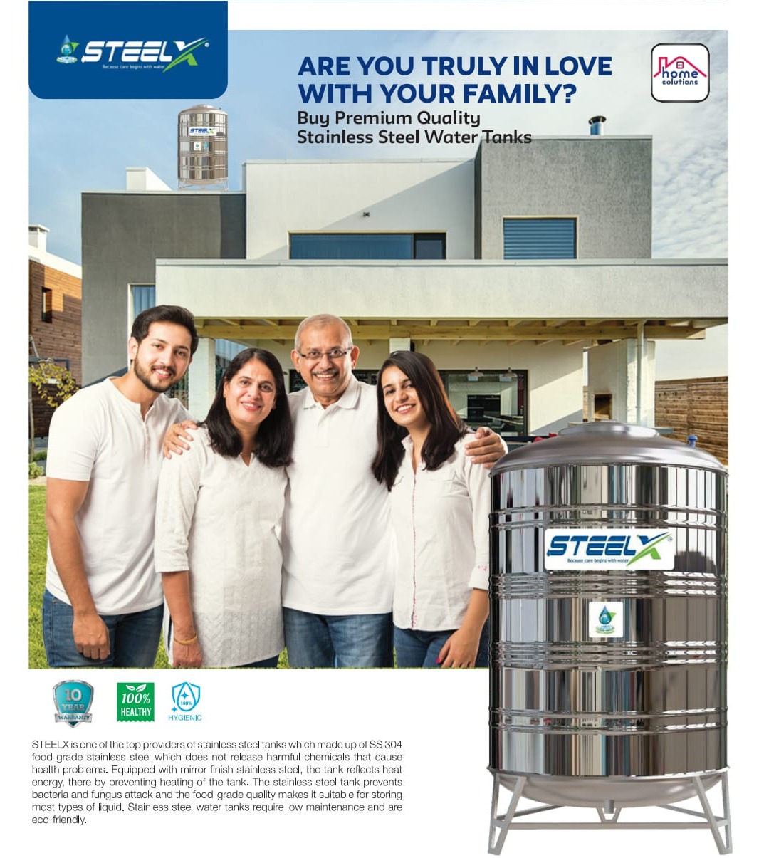 Steel water tank calicut, wayanad, malappuram, steelx, crystal, prime, Home solutions, premium steel water tank