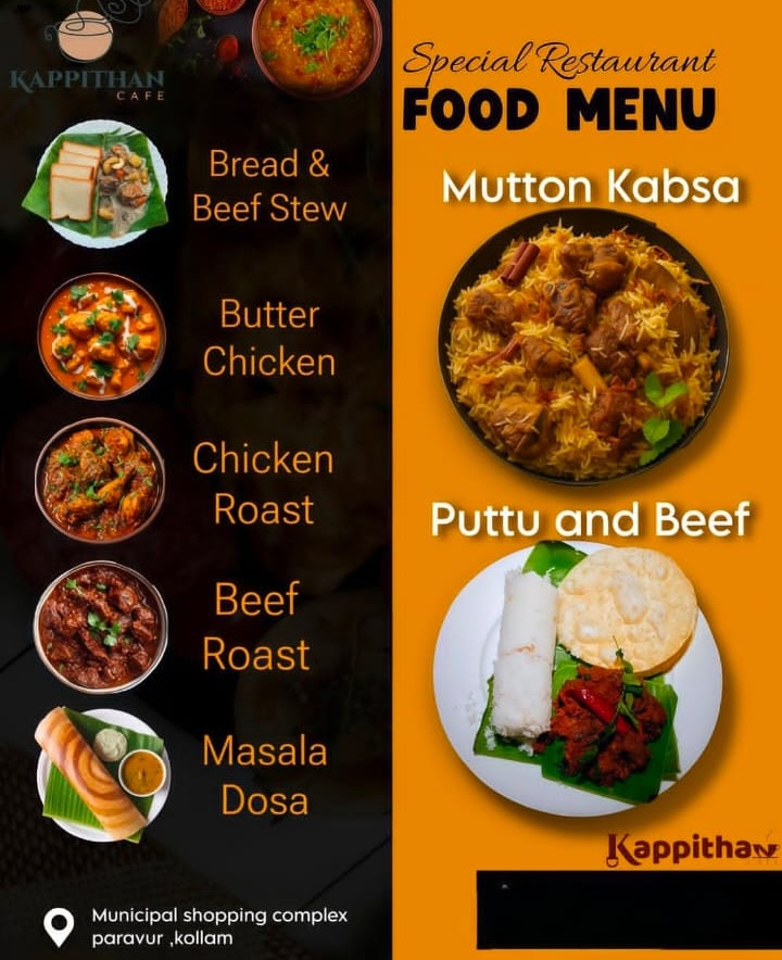 Restaurant Paravur Kollam,Food Spot Paravur Kollam,Kappithan Cafe 