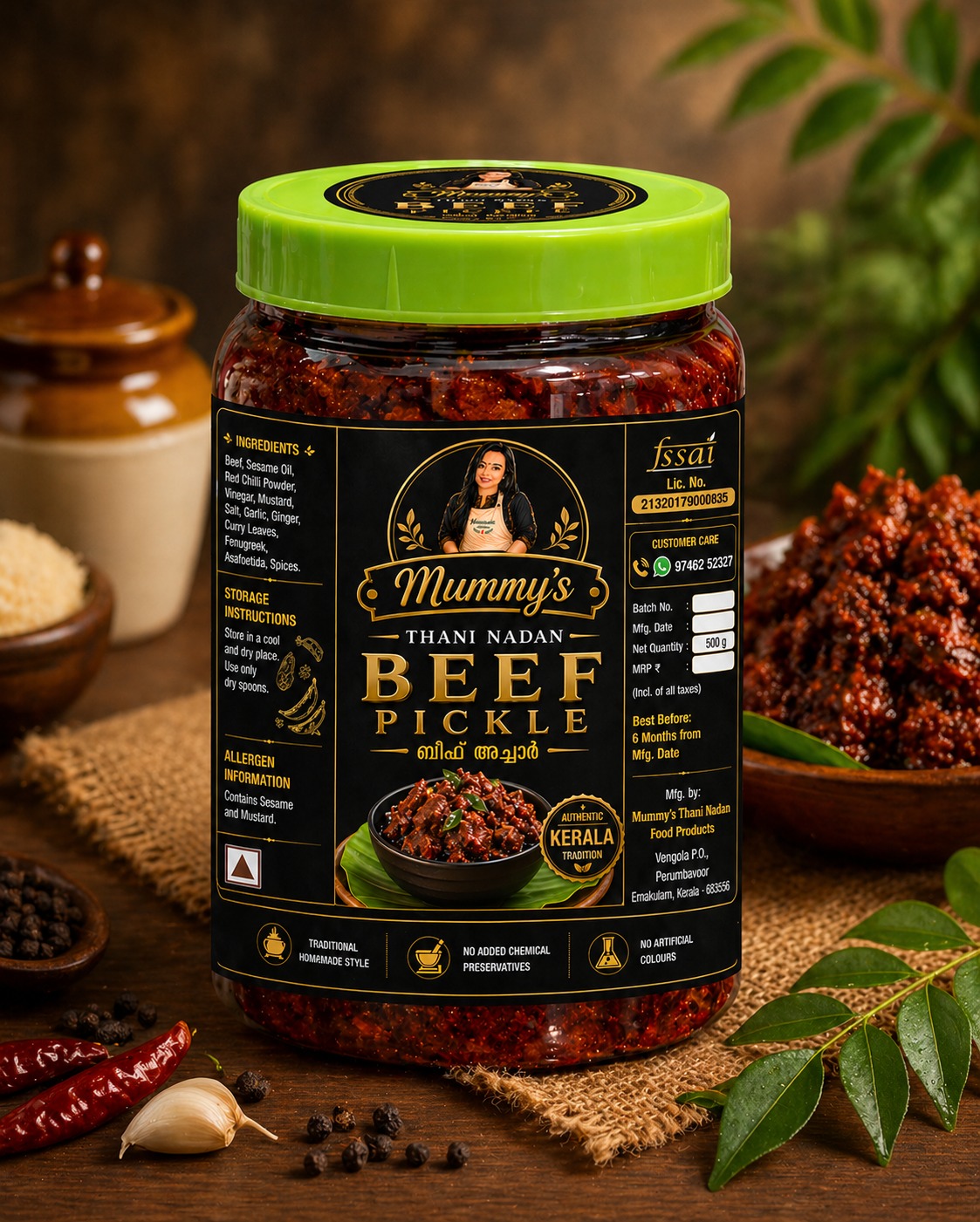 Kerala Homemade Beef Pickle, Mummys thani nadan food products