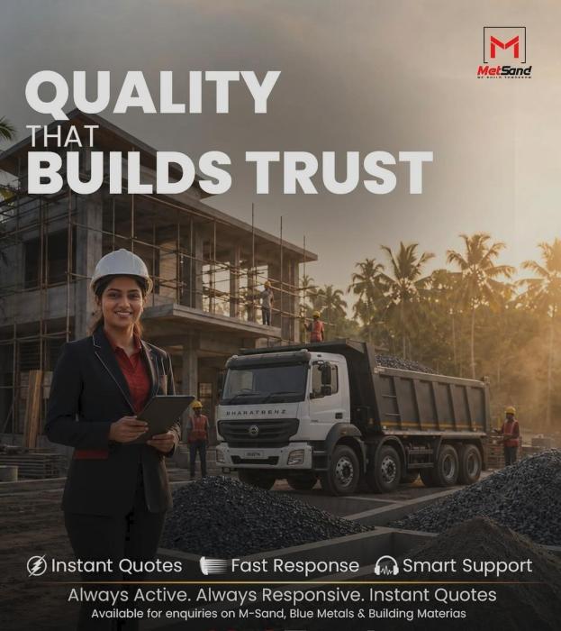  M-Sand P-sand Blue metals suppliers in Trivandrum, Construction material wholesale suppliers Trivandrum, ​Metsand Blue Metals 