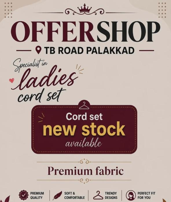 ​Women's clothing store Palakkad, Affordable Cord set Western outfits & Daily wear Wholesale & Retail Palakkad, ​Offer Shop 